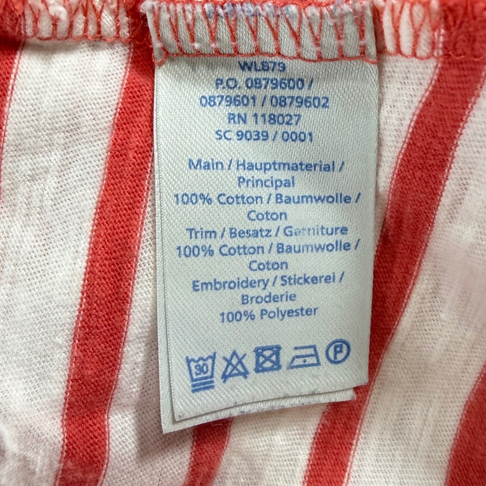Boden Floral Nautical Anchor Stripe Shirt Womens 12 Red White Coastal Preppy - Picture 10 of 12